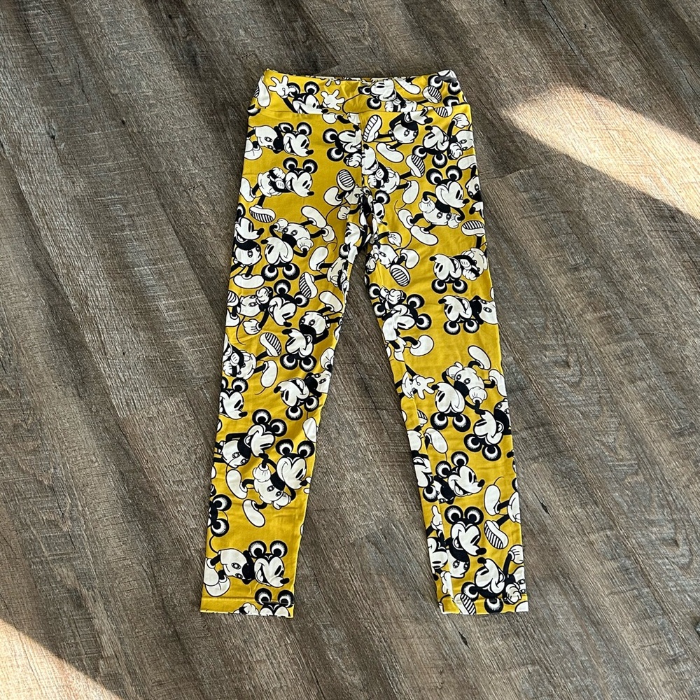Rare Women’s Lularoe Disney One Size OS Leggings Mickey Mouse Yellow Black White